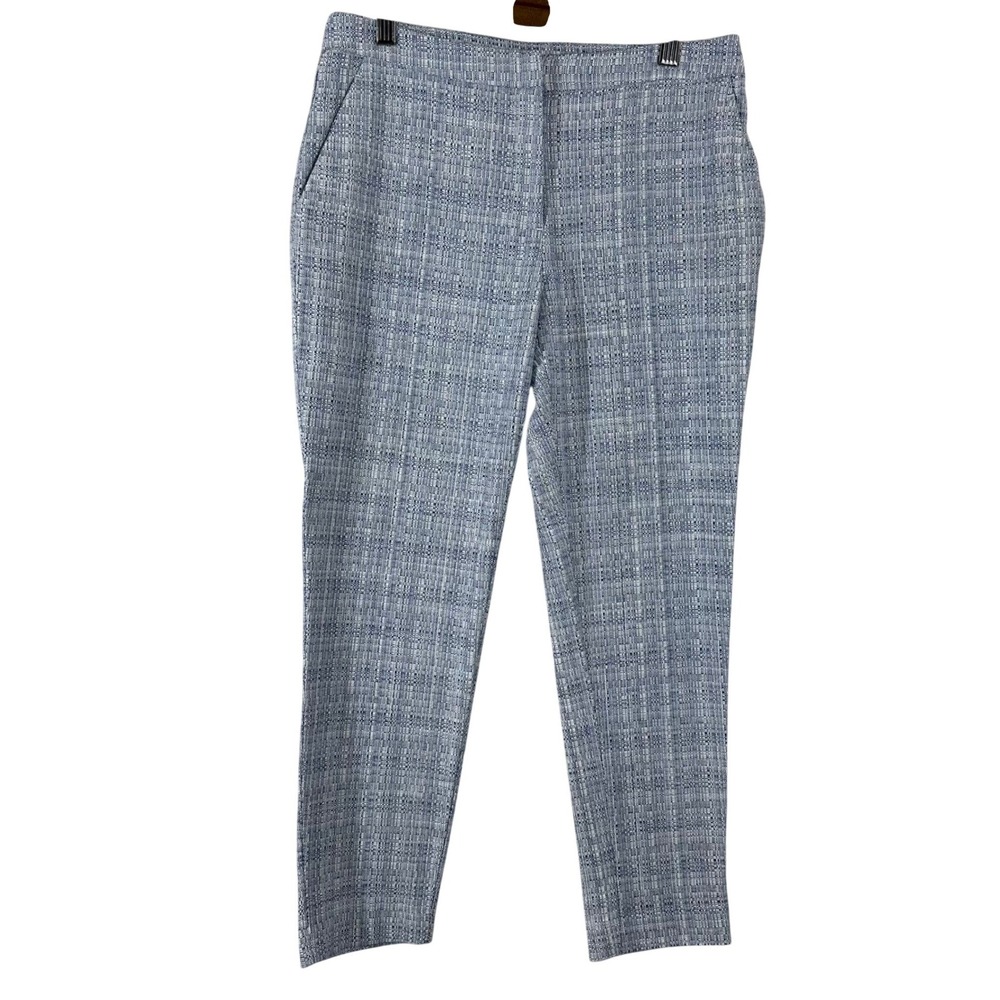 HM Womens Blue White Basketweave Tapered Dress Pants Career Trousers Size 6